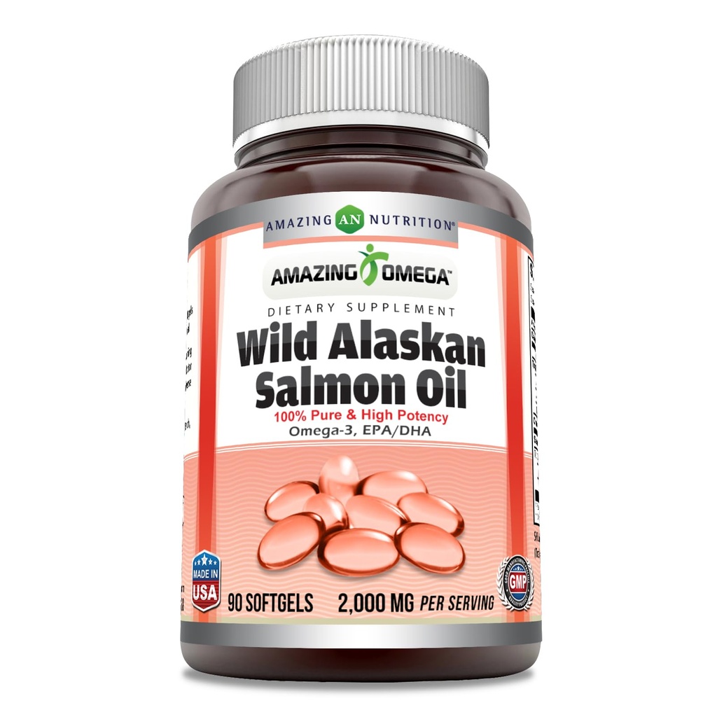 Incredibile Omega Wild Alaskan Salmon olio 2000mg Per Serving Softgels Supplemento (90)