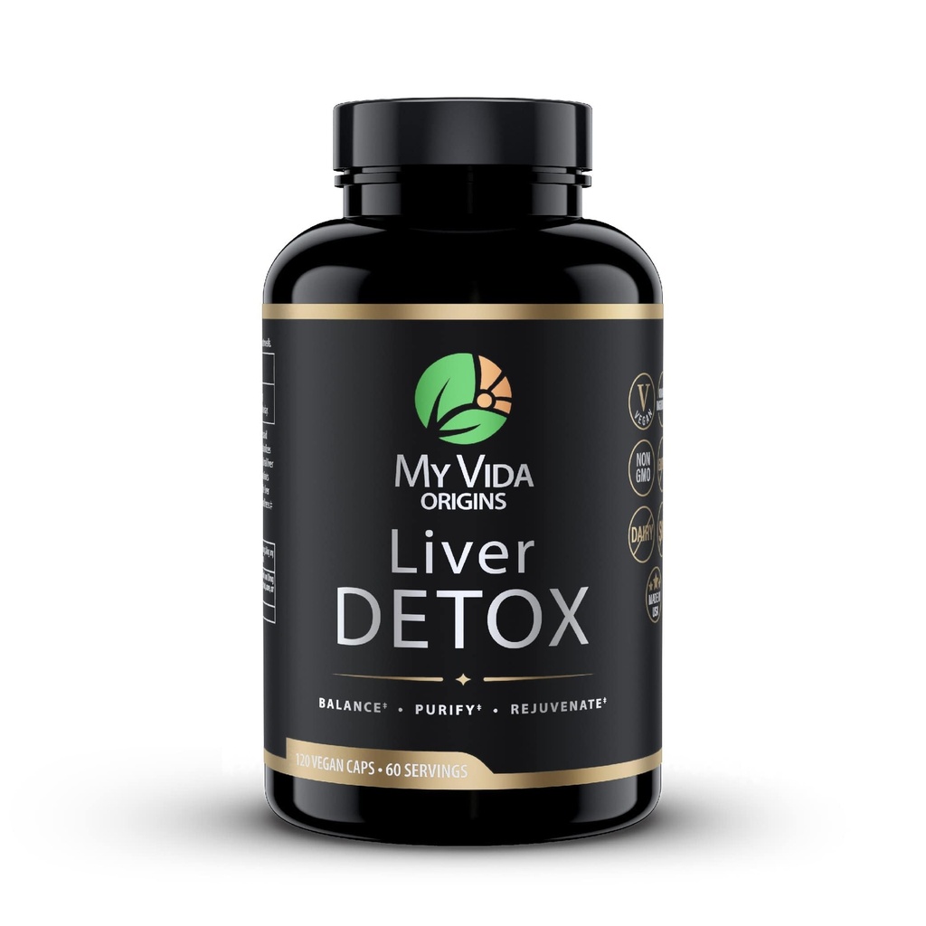 My Vida Origins Liver Detox con estratto organico di dentellare di latte e colina con NAC – Estratto di Detox 120 del fegato