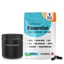 Multivitaminici vegani per donne e uomini- Omega 3 DHA+EPA, vitamina B12, vitamina D3 K2, zinco, selenio, magnesio, supplemento di iodio- Supporto immunitario- 90 conteggio, Include Jar