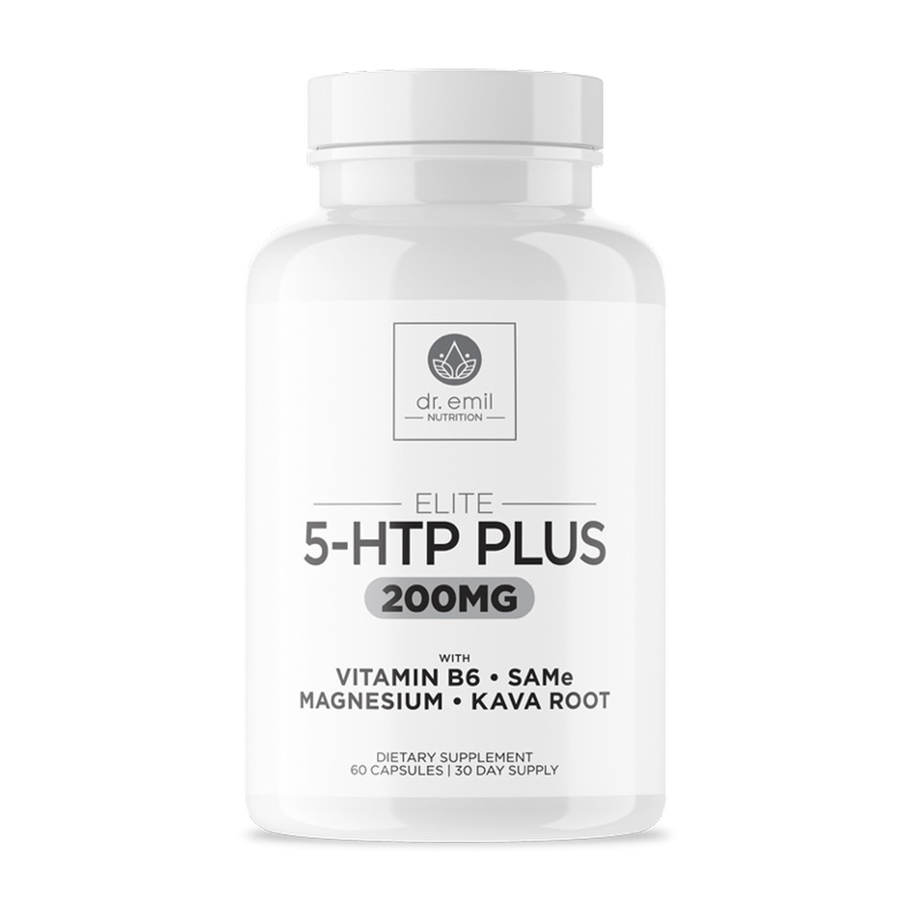 200 MG 5-HTP Elite con Estratto di radice di Kava, Magnesio & SAM-e per mantenere il sonno sano normale & Creare un senso di benessere - 5HTP Supplemento con vitamina B6 - 60 capsule, 30 Serve
