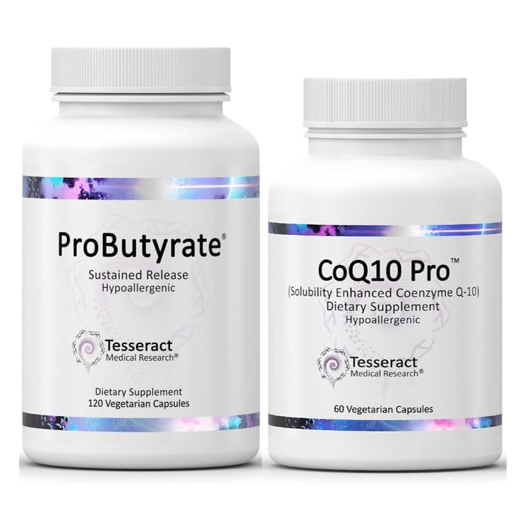 Tesseract Medical Research ProButyrate Gut Health Supplement, Butyric Acid Complex & CoQ10 Pro, Coenzyme Q10 per la salute, la salute del muscolo e la produzione di energia cellulare