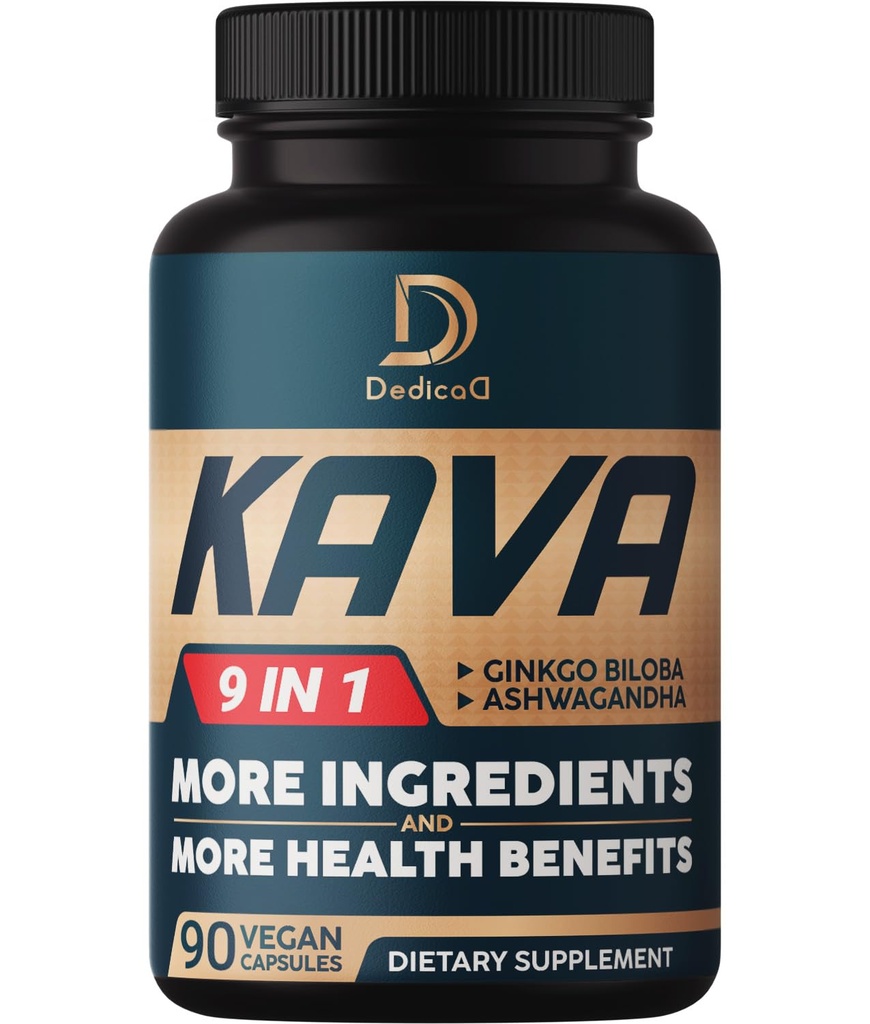 Kava Kava Capsule - 3 mesi di fornitura - 9 erbe con Ginkgo Biloba, Ashwagandha Root, Andean Cocoa, Graviola Leaf, Camomilla, Valerian, Lemon Balm & Skullcap - Supporto Mood & Immune - 90 pillole