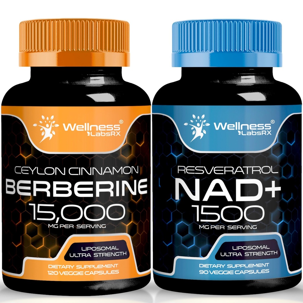 WELLNESS LABSRX NAD Supplemento, 1500mg - NAD+ con ResveratroloBerberine 1500mg - Berberina con cannella di Ceylon