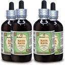 Kava Kava (Piper Methysticum) Glycerite, Estratto di liquido privo di alcool di radice secca (Nome: HerbalTerra, Proudly Made in USA) 4x4 fl.oz (4x120 ml)