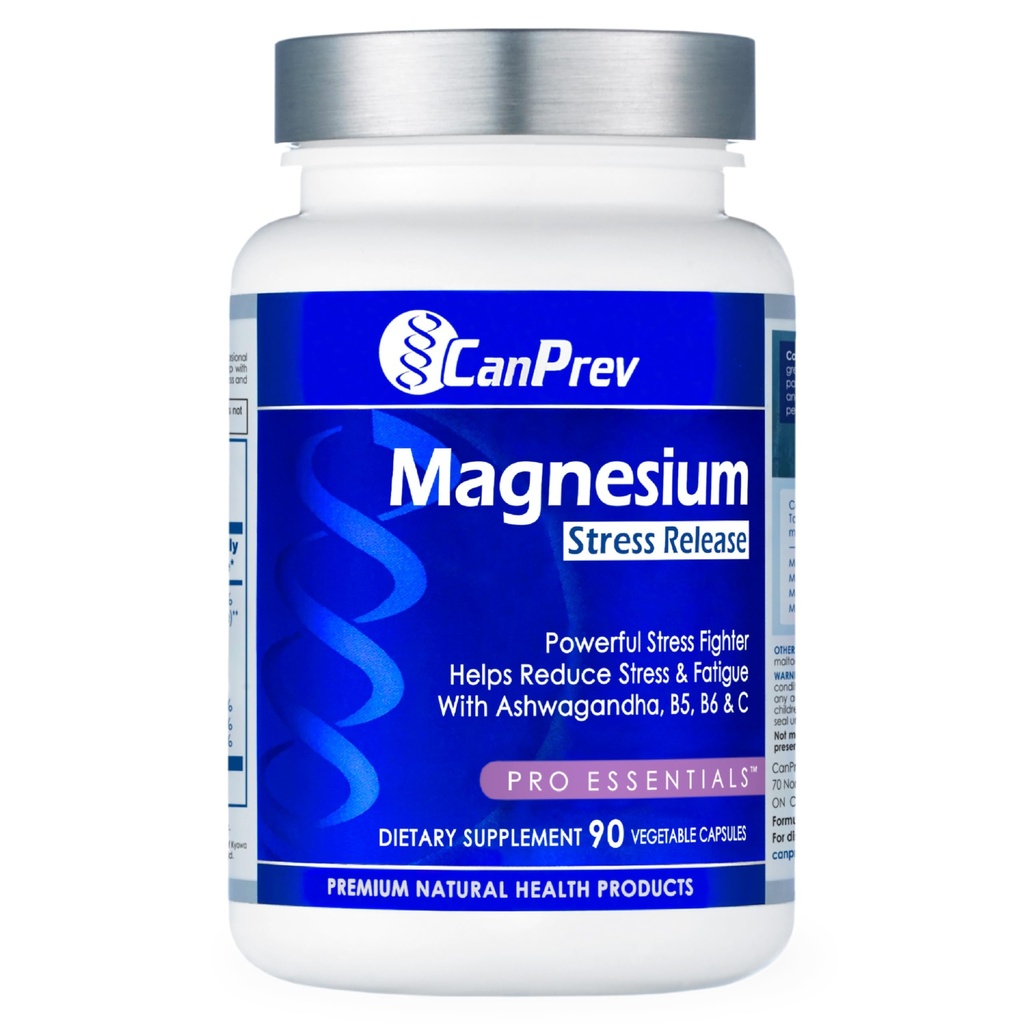 CanPrev Magnesium Bisglycinate con Ashwagandha, B5, B6 & Vitamina C, 90 tappi di Veg, alimentazione di 30 giorni, supporto notti riposanti & Relax, aiuta l'energia & Immnue Funzione, Vegan, Non OGM, Latticini, Soia, Gluten