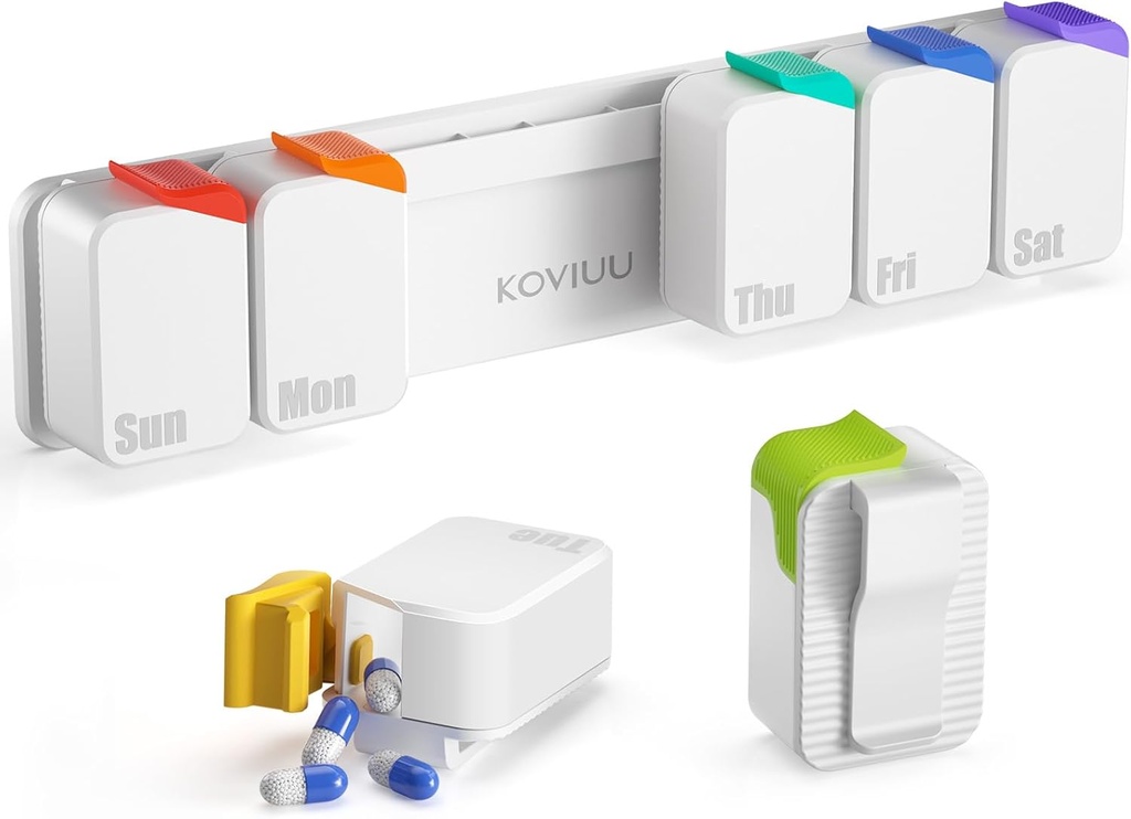 Organizzatore di pillole settimanali, Extra grande scatola di pillole, Rimovibile caso di pillole giornaliere, Daily Pill Container 7 giorni impermeabile, Stickable Medicine Holder Vitamin Case per Anziani, Pazienti artrite, Bambini