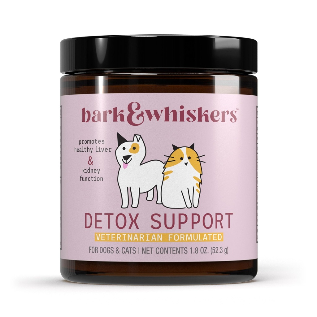Bark & Whiskers Detox Support - Aiuta a sostenere la funzione sana del fegato e del rene - Miscela di erbe con cardo biologico del latte e tè verde - 1.8 oz
