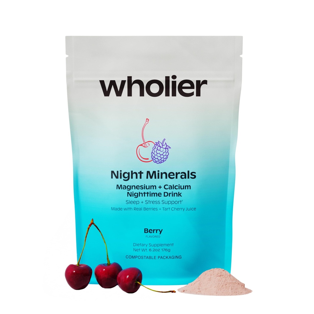 wholier Magnesium Glycinate, Tart Cherry Juice, Chelated Calcium. Bevanda notturna calmante. Supporto naturale per il sonno, lo stress + relax. Minerali notturni. (30 Serve)