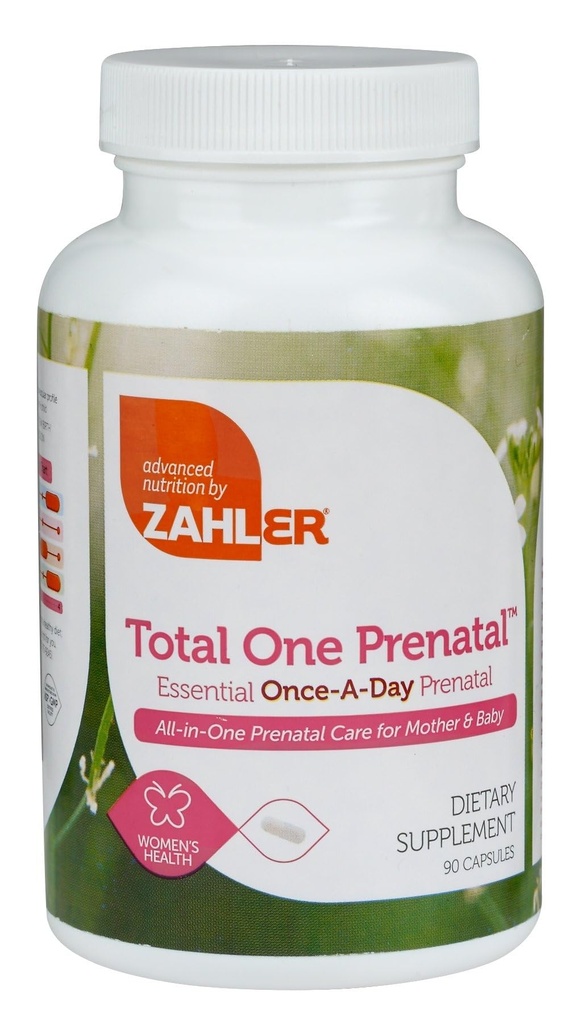 Zahler - Vitamine Prenatali Total One Prenatali per Donne (90 Conte) Prenatali Multi Vitamine Giornalieri con Acido Folico, Ferro, Zinco & 19 Altre Vitamine e Minerali Essenziali - Capsule Multivitaminici Pre Natal Pre