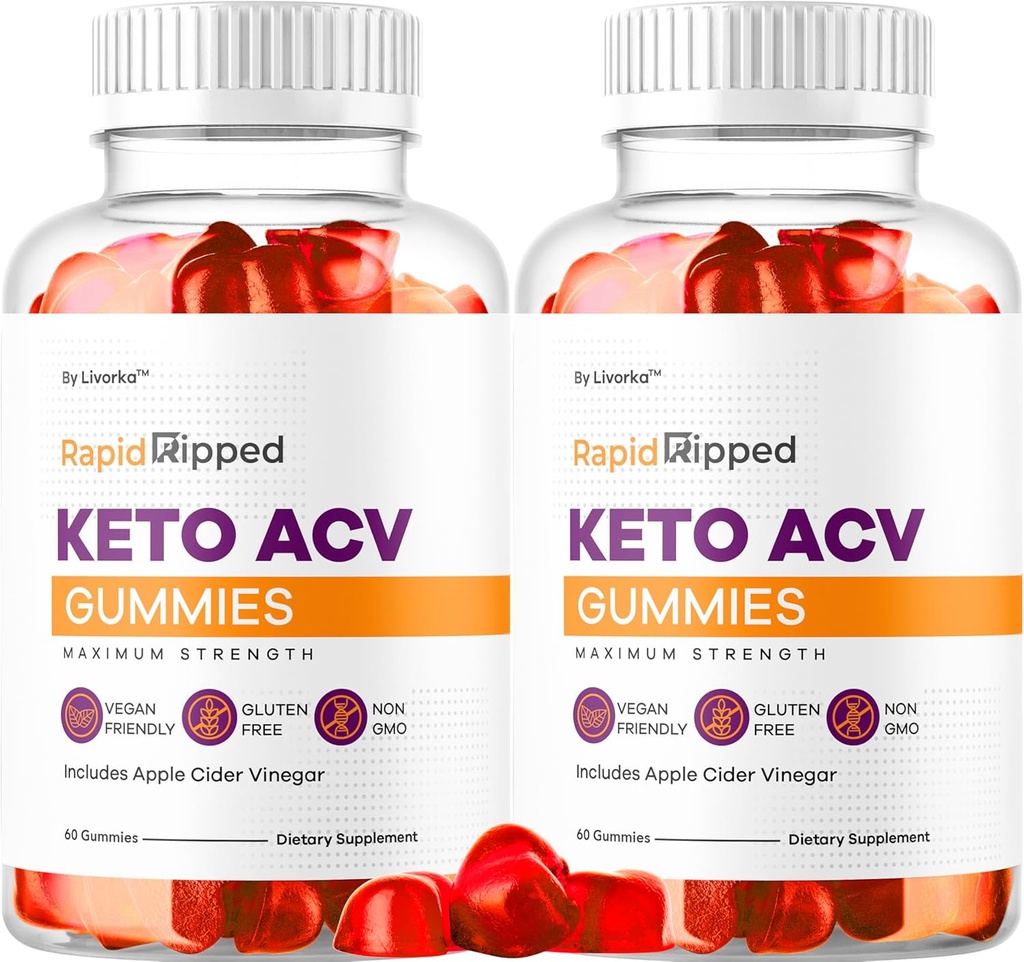(2 Pack) Rapid Ripped Keto ACV Gummies Support, Rapidripped Keto Plus Apple Cider Vinegar Gummy Advanced Formula 1050MG, Tutte Gomita naturali Recensioni, 120 Gummies per 2 mesi