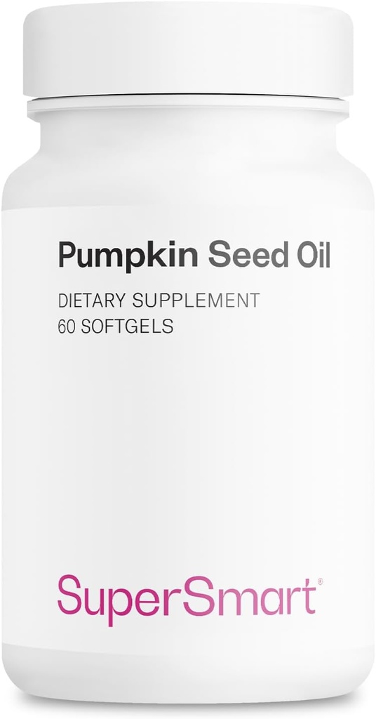 Supersmart - Olio di semi di zucca Supplemento 1000mg al giorno (+ Vitamina E) - Olio di semi di zucca per la crescita dei capelli | Non-GMO & Gluten Free - 60 Softgels