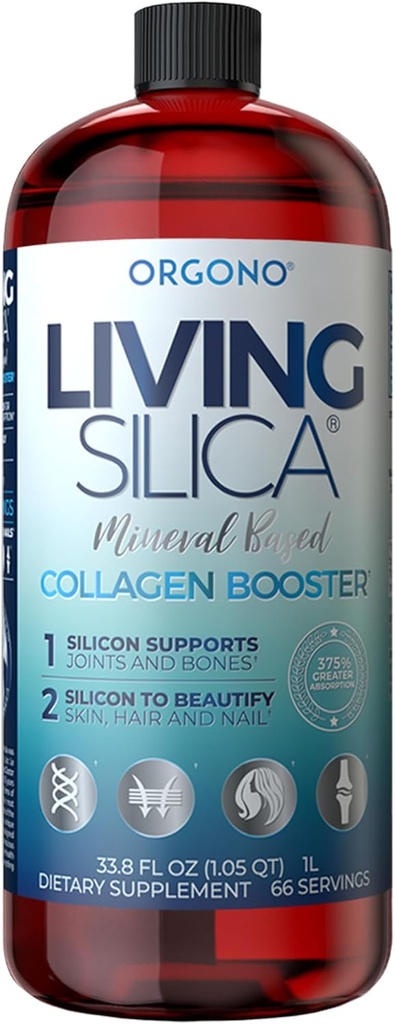 Liquido di Booster del collagene della silice vivente | Vegan Collagen Boosting Drink | Supporta la produzione sana del collagene e dell'elastina per il supporto del giunto e dell'osso, pelle di garofano, capelli forti e unghie.