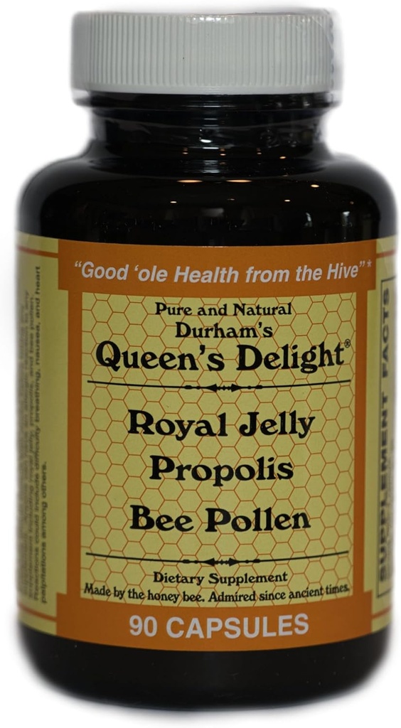 Durham's Queen's Delight (Royal Jelly 1000mg, Propolis 600mg, Beepollen 1500mg) in 3 capsule giornaliere