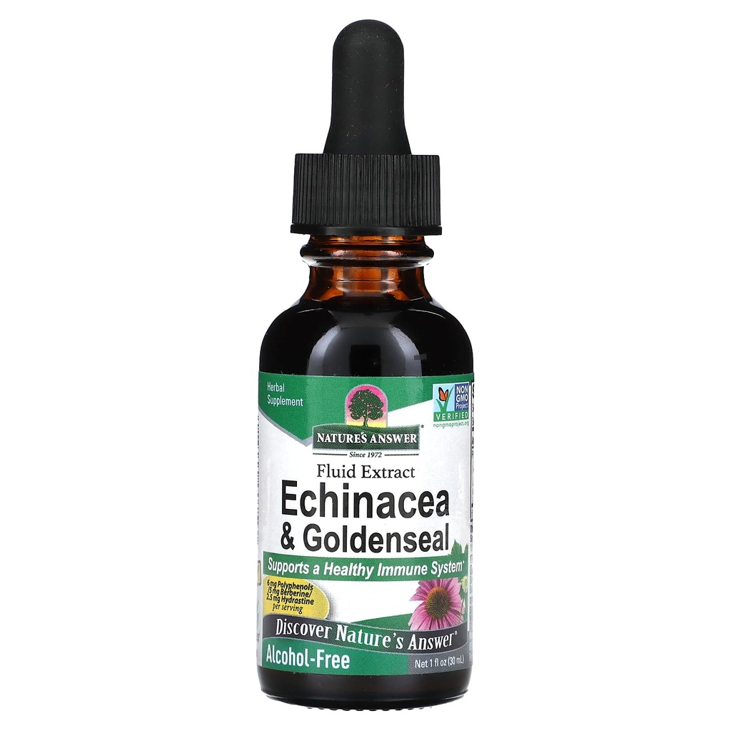 La risposta della natura Enchinacea & Goldenseal | Supporta un sistema immunitario sano | Estratto puro super concentrato | privo di alcol, senza glutine, Vegan & Kosher Certificato 1oz