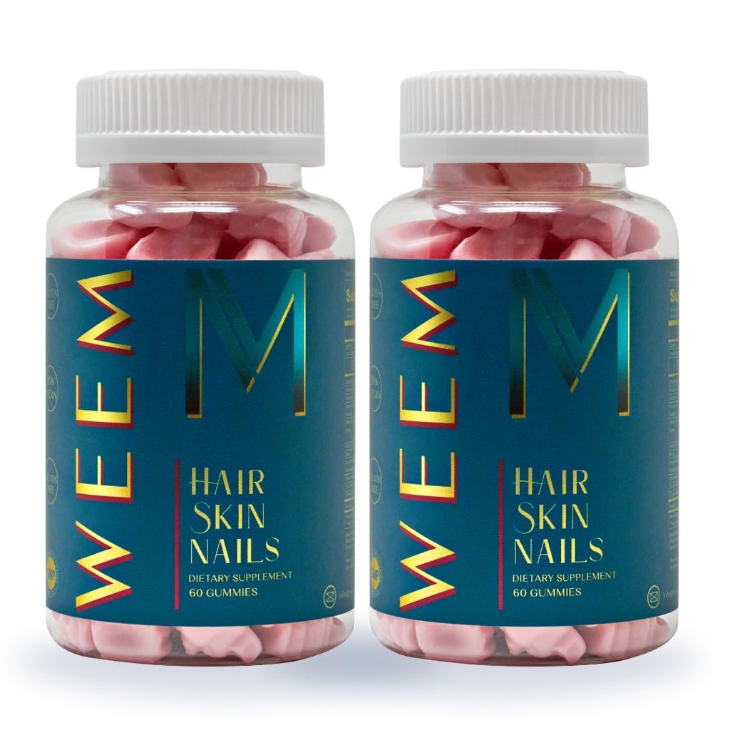 WEEM Hair Skin e Nails Gummies - Supporta i capelli sani - Vitamine vegane biotina per le donne e gli uomini supporta la crescita dei capelli più veloce, unghie più forti, pelle sana, resistenza extra (2)
