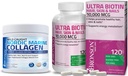 Bronson Marine Collagen Peptides Hydrolyzed Protein Powder + Ultra Biotin 10.000 Mcg Hair Skin and Nails Supplement