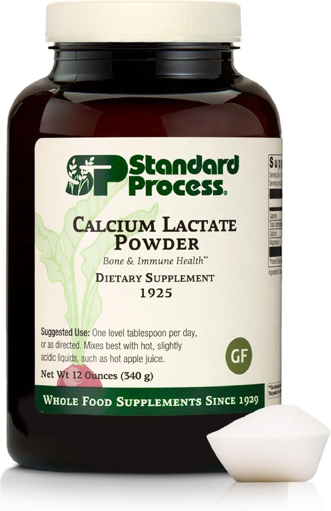 Processo standard - Polvere di lattato di calcio - Bone Salute e supporto immunitario - Supplemento di magnesio di calcio per la forza di ossa & salute del sangue - Non-giorno, Non-Soy & Gluten-Free - 12 oz
