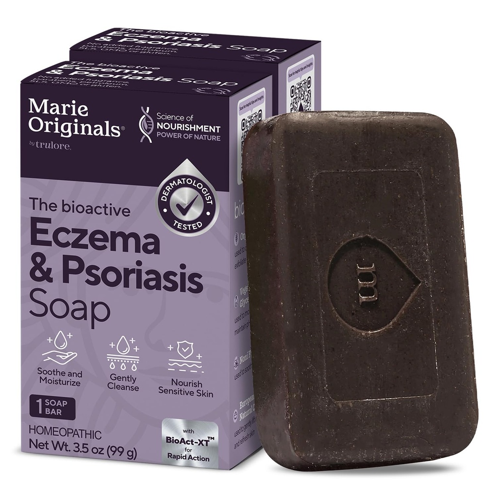 Marie Originals Eczema Face Soap Body Wash Bar – Tutta la psoriasi naturale, trattamento dermatite per il sollievo della pelle asciutta prurito – Detosificante delicato, Guarigione, Anti-Itch, Detergente Cura della pelle (Pack of 2)