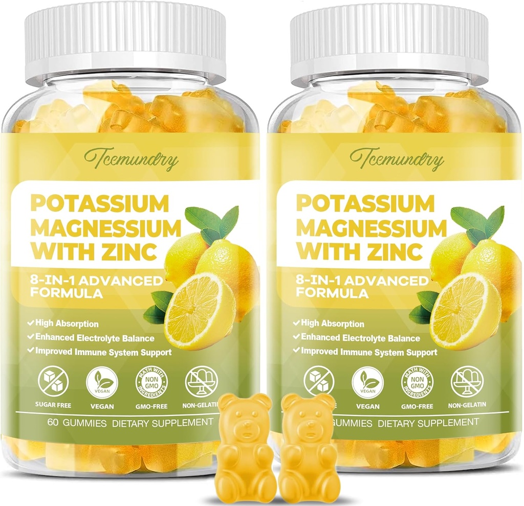Gummie supplemento di potassio per adulti: Citrato di potassio 99 mg - Supplemento di magnesio di potassio per muscolo, elettrolita, energia