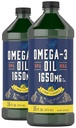 Carlyle Omega 3 Fish Oil Liquid | 1650mg | 32 fl oz (2 x 16oz Bottiglie) | Limone Flavor | Non-OGM & Gluten Supplemento gratuito