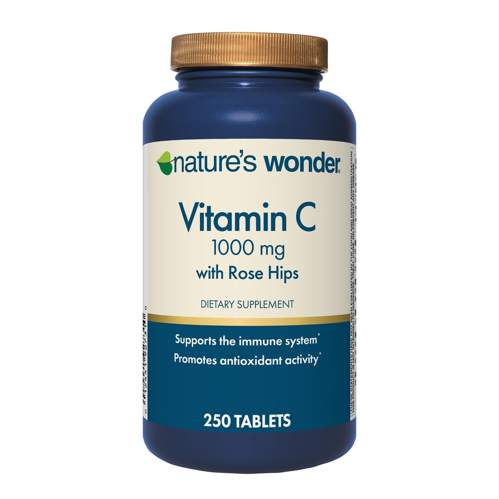 Vitamina di Meravigliosa della Natura C 1000 mg con Rose Hips Tablets per la Salute Immune, 250 Serve, 250 conteggio