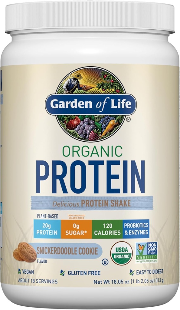 Giardino della vita Vegan Protein Powder - Snickerdoodle Cookie - 20g Proteine delle piante, BCAA, Probiotici e enzimi digestivi - Gluten-Free, Non OGM