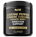 Estratto di pepe di Cayenne con radice curcumina curcuma curcuma, radice di zenzero, berbrina HCl & di più - Supporto sistema immunitario, digestione, salute comune e salute del cuore - 150 capsule