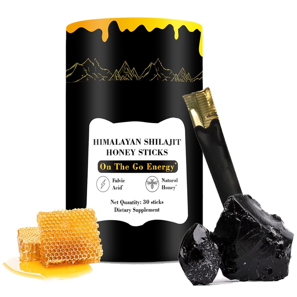 Zotreval Shilajit Honey Sticks, 30 Sticks - Pure Himalayan Resina, Organic Honey & Saffron for Energy Boost, Immune Support & Vitality, SHILAJIT Honey Sticks for Men & Women