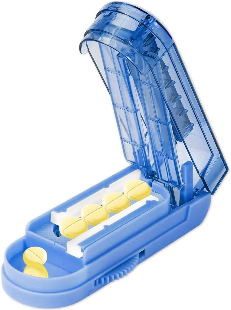 Pill Cutter Splitter per Pillole e Piccoli Pillole, Compresse Regolabile Splitter Taglia esattamente Pillole multiple alla volta. (Klein Blue)