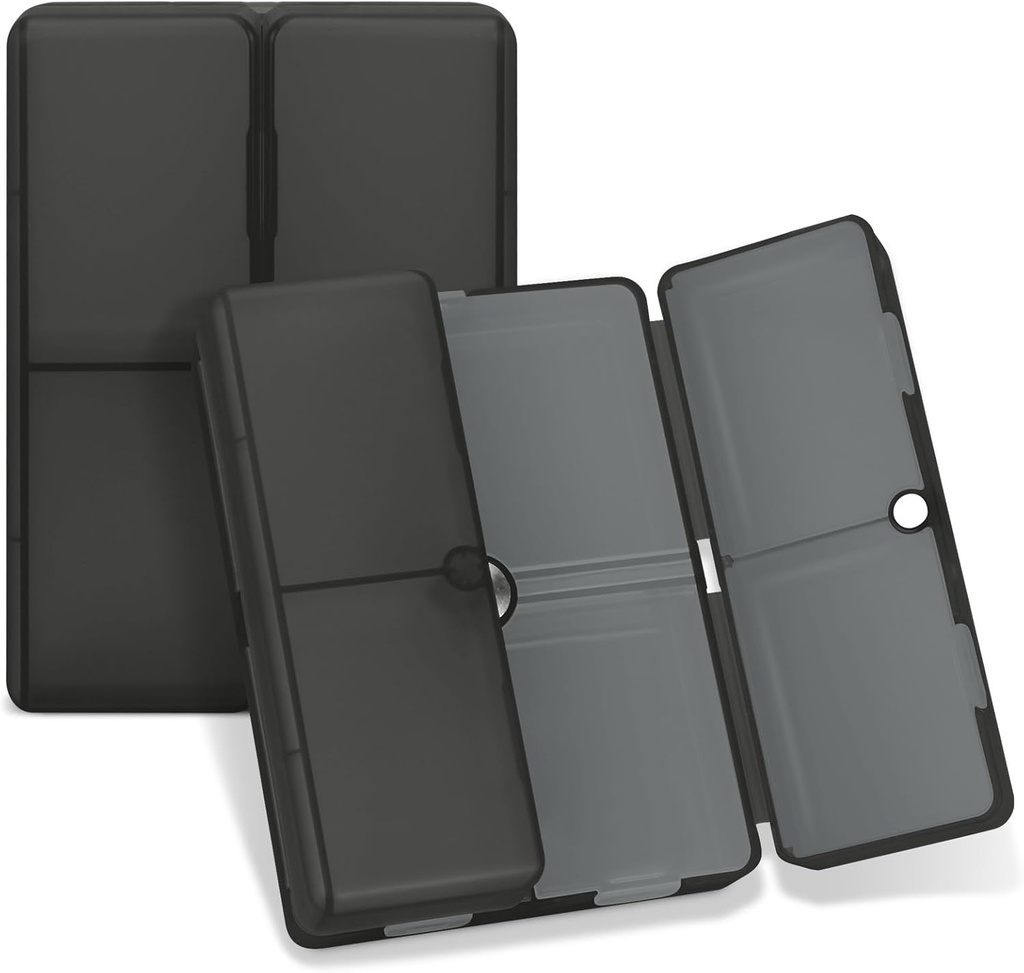 FYY Daily Pill Organizer, 7 scomparti Portable Pill Case Travel Pill Organizer,[Folding Design] Pill Box per Purse Pocket per mantenere le vitamine,Cod Liver Oil,Supplements and Medicine-Clear Black