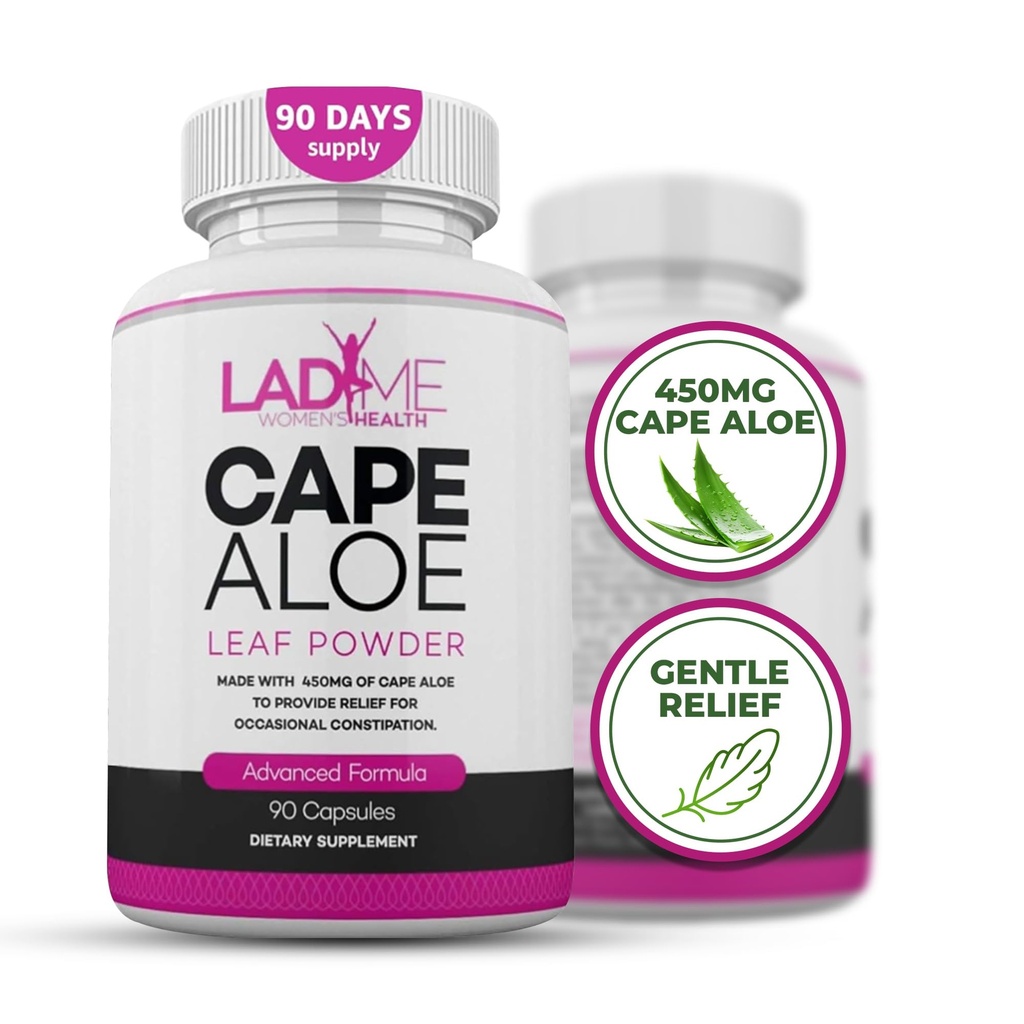 Pure Cape Aloe Herbal Laxative per il sollievo dalla costipazione - Sano movimento Bowel - Natural Colon Cleanse & Detox Integratore alimentare - Specialmente progettato per le donne da Ladyme - 90 capsule