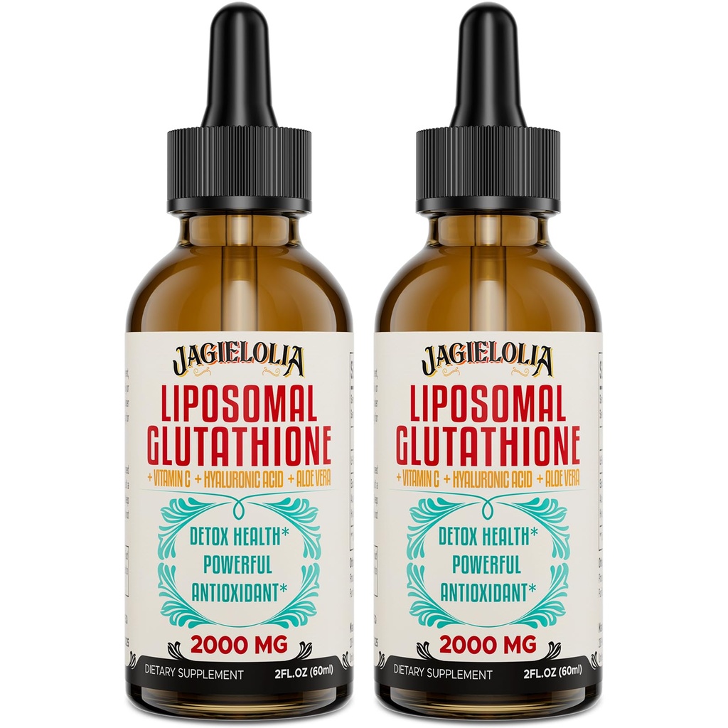 Liposomal Glutathione Liquid 2000MG – Antiossidante Detox Supplemento per le donne e gli uomini, Aging Defense, Liver Function & Energy, con Acido Ialuronico + Aloe Vera + Vitamina C, Naturale & Vegan, 4 FL.OZ