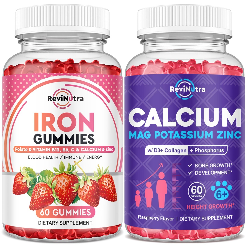 Integratore di gommie di ferro per adulti e bambini | Gummie di magnesio di calcio | Bundle
