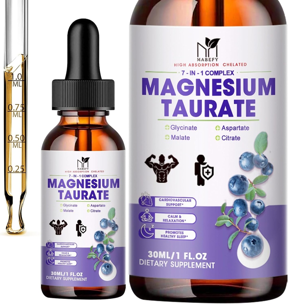 2 Pack | Liquid Magnesium Taurate, Glycinate, Malate, Aspartate, Citrate Calm Magnesium Complex Supplement per Cardiovascolare,Sleep,Calm,Cramps Support
