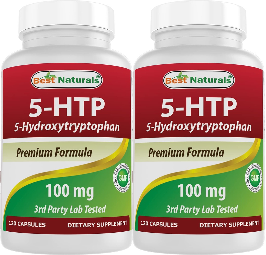 Migliori naturali 2 confezioni 5-HTP (5-idrossitriptofano) 100 mg 120 capsule