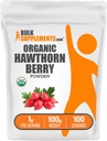 BulkSupplements.com Polvere di bacche di biancospino organico - Supplemento di erbe, Hawthorn Berry Organic - Vegan & Gluten Free, 1g per porzione, 100g (3,5 oz) (Pack of 1)