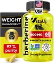 Integratore di Berberina 500mg - USA Made Berberina 500mg - Non-GMO Berberina HCL - Integratori di Berberina per la gestione del peso, energia, supporto immunitario - 60 capsule