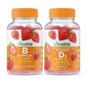 Complesso B Lifeable + Vitamina D 10000 IU, Gummies Bundle - Grande Degustazione, Integratore di vitamina, Senza glutine, OGM Free, Masticabile