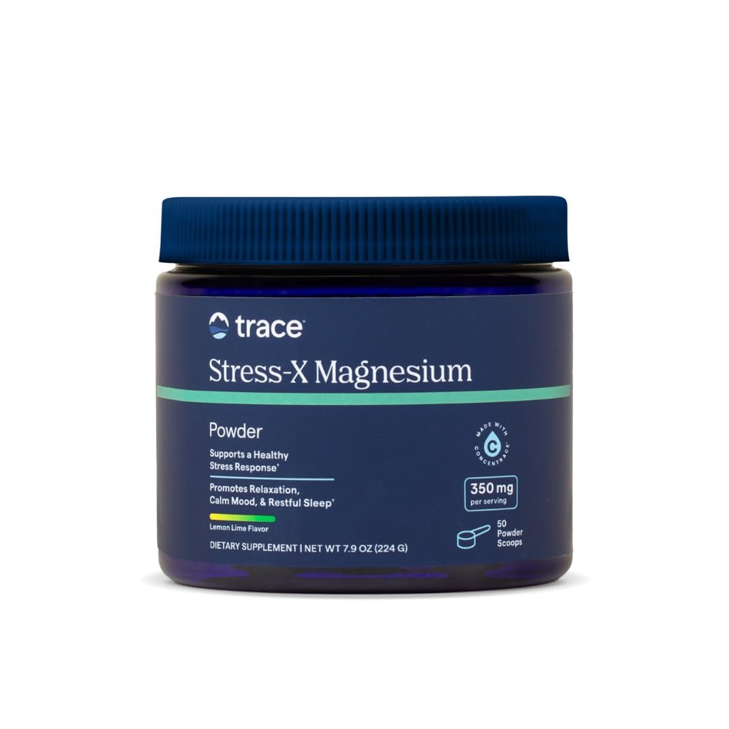 Trace Minerals Stress-X Magnesium, 350mg - Polvere Magnesio Supplemento per il supporto muscolare Rilassamento & Recupero - Restful Sleep Support Mineral Supplement - Lime Flavor, 7.9 oz (50 Serve)