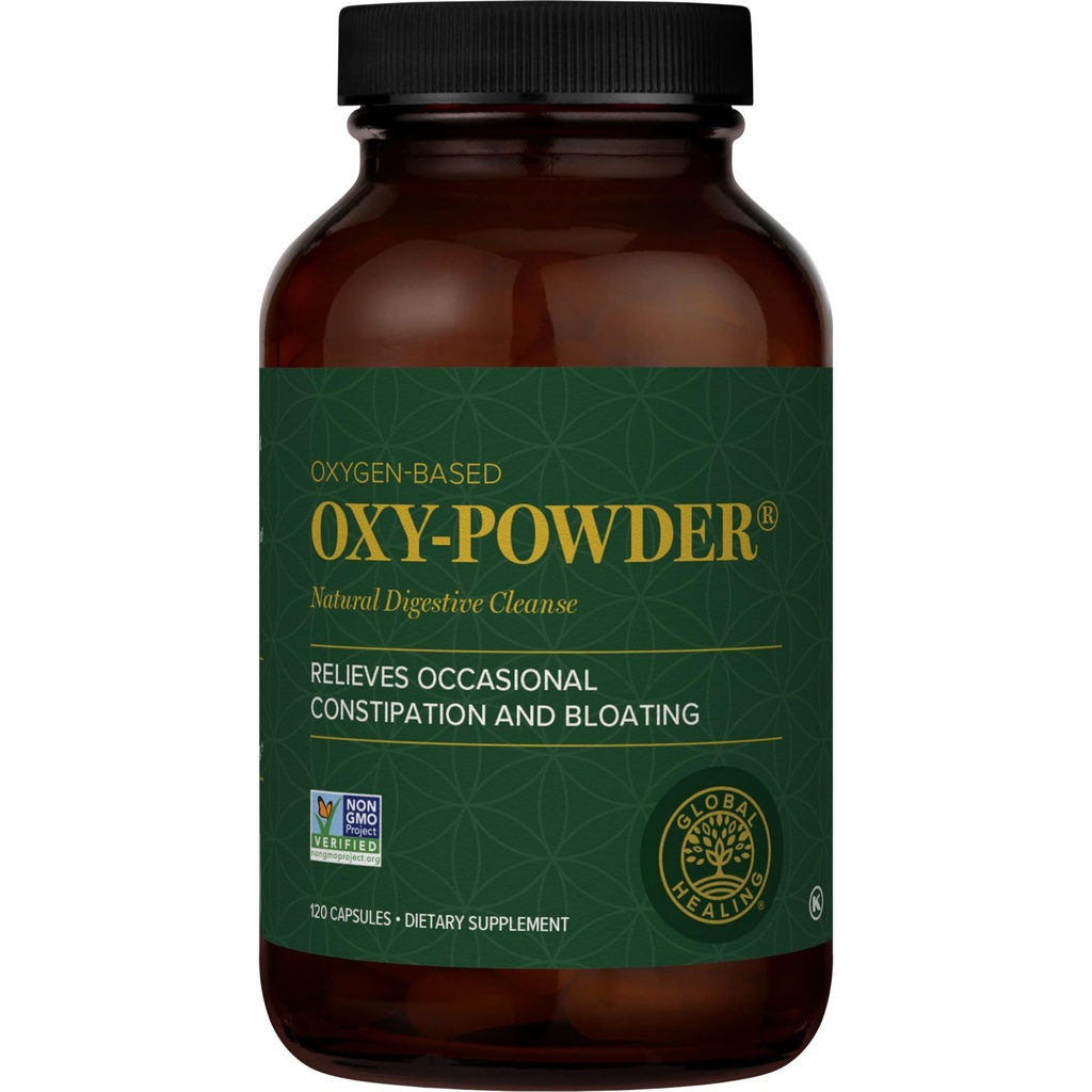 Global Healing Center Oxy-Powder Oxygen basato sicuro e naturale Pulitore del colon e sollievo da costipazione occasionale (120 capsule)(Packaging può variare)
