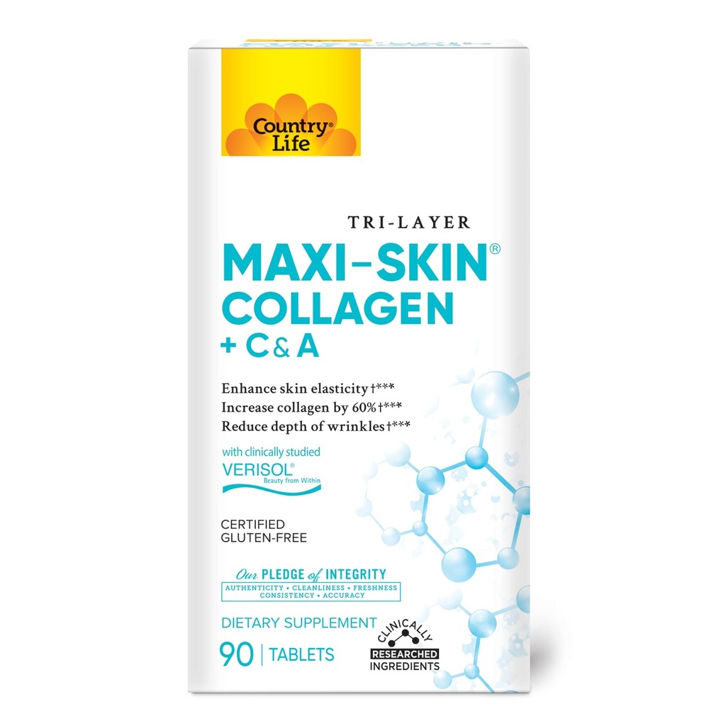 Le compresse di peptidi di collagene di Verisol di vita di campagna - Ridurre la profondità delle rughe di W[KB2] & Migliorare l'elasticità della pelle-90 Comprese la vitamina A&C - Polvere di collagene per le donne & gli uomini - Aumentare il collagene della pelle del 60%