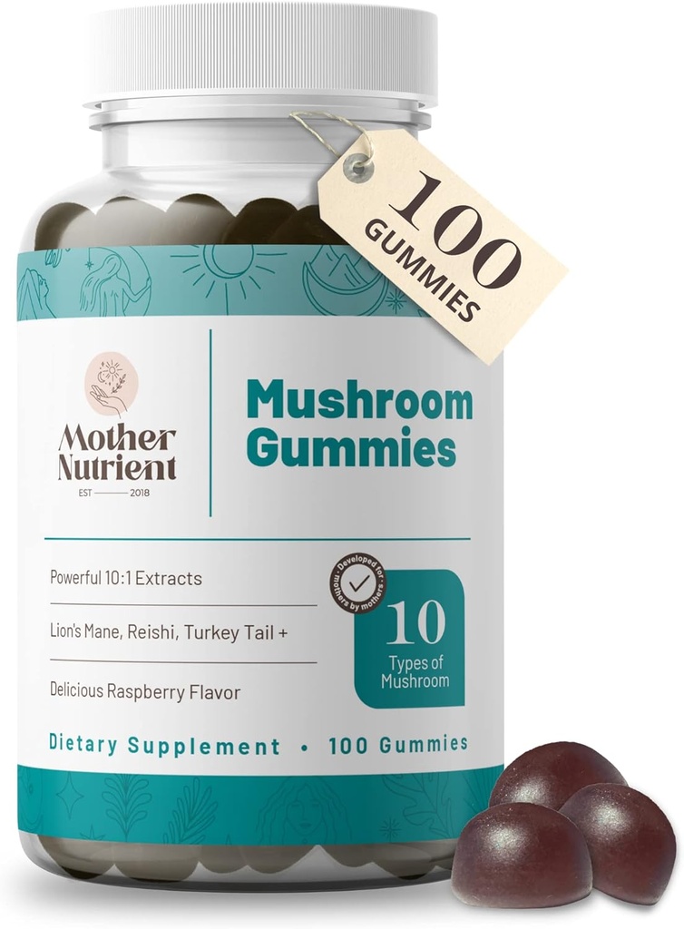 Mushroom Supplement Gummies- Pure Extract Multi Mushrooms Supplement- Chaga, Reishi, Cordyceps & Lion's Mane - 50 Day Supply Chewable Gummies (100 pz)