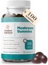 Mushroom Supplement Gummies- Pure Extract Multi Mushrooms Supplement- Chaga, Reishi, Cordyceps & Lion's Mane - 50 Day Supply Chewable Gummies (100 pz)