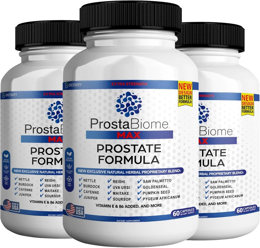 ProstaBiome Max Prostate Support Formula, Natural Herbal Blend with Saw Palmetto, 60 Capsule, 30-Day Supply (3)