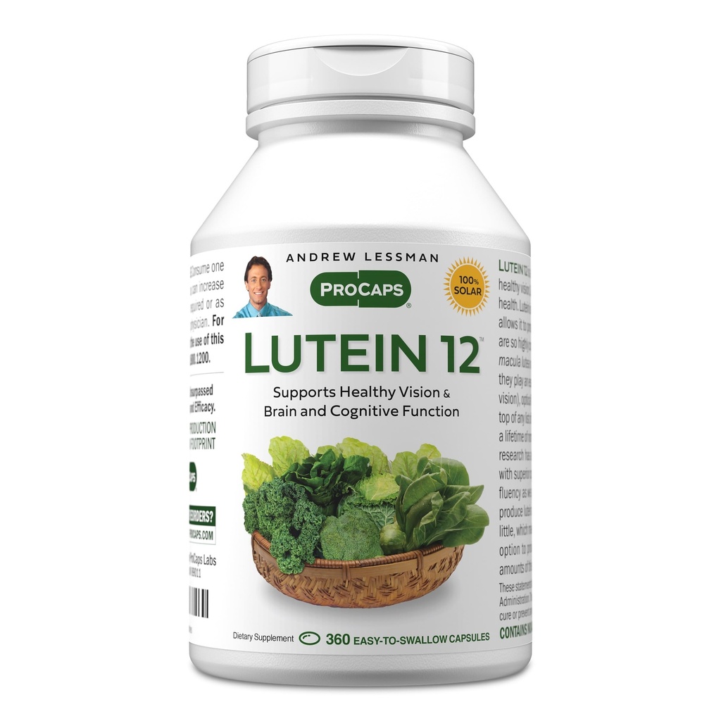 ANDREW LESSMAN Lutein 12 mg - 360 Softgels - Ultra-High Livelli di Lutein. Supporta la salute degli occhi e promuove la visione sana e la pelle.