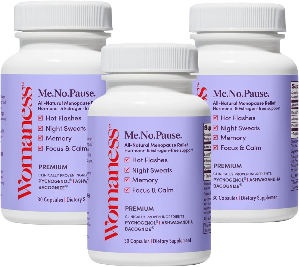 Donna Menopausa Supplementi per le donne - Perimenopause & Menopause Rilievo per Flash Caldi, Maglioni Notturni, Asciugatura vaginale, Supporto per cervo & Mood - Ormone & Estrogen-Free (3 Pack)