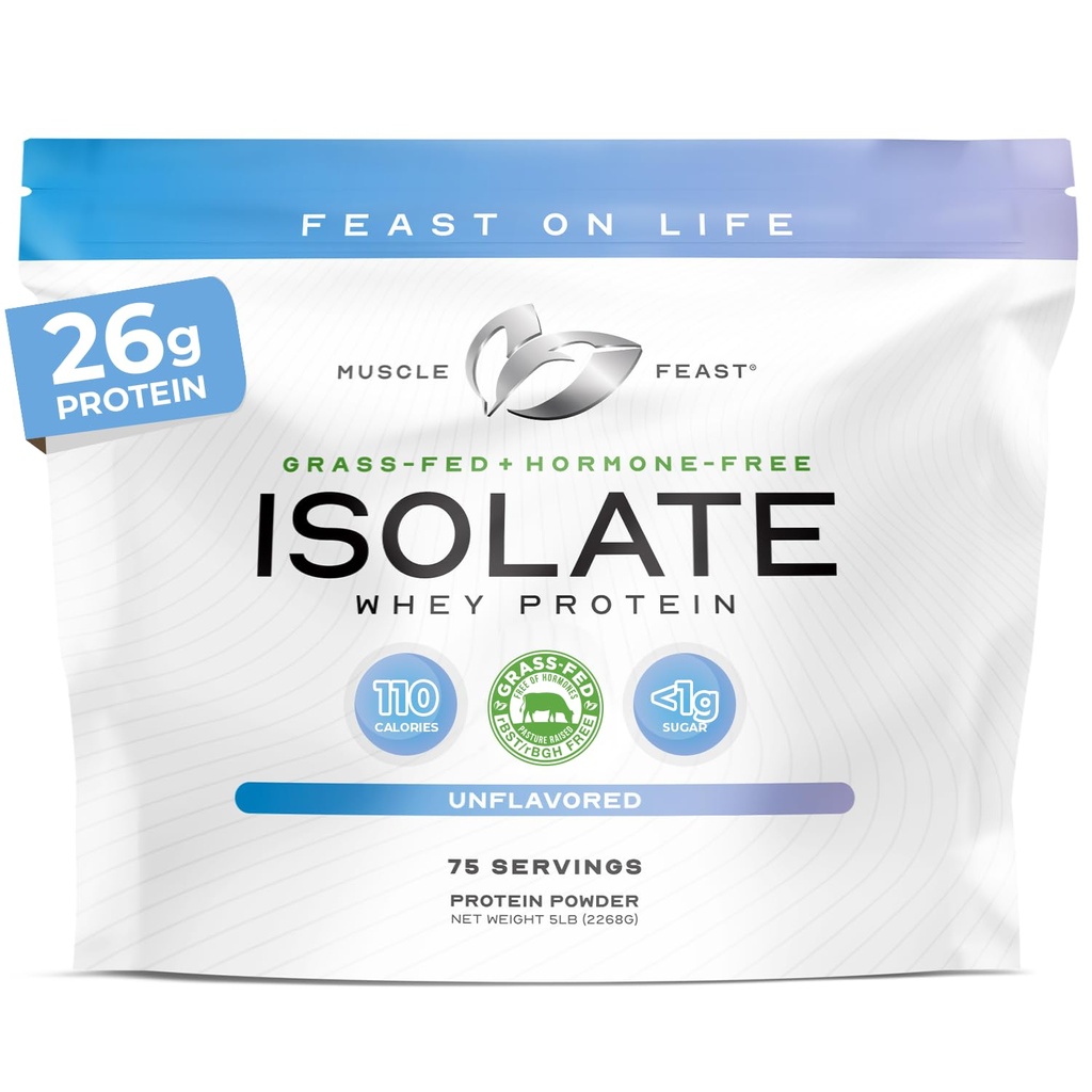 Isolato di proteine del siero di erba-Fed di festa del muscolo, tutta la pasta naturale ha aumentato, polvere di proteine dell'isolato del siero di latte per gli uomini e le donne, pulito, non OGM & senza glutine, isolato proteine - non aromaed, 5lb