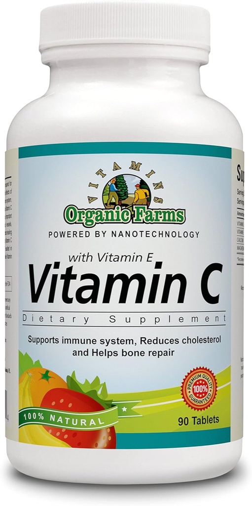 Vitamina C naturale OFV 100% con vitamina E, Integratore alimentare essenziale 90 compresse