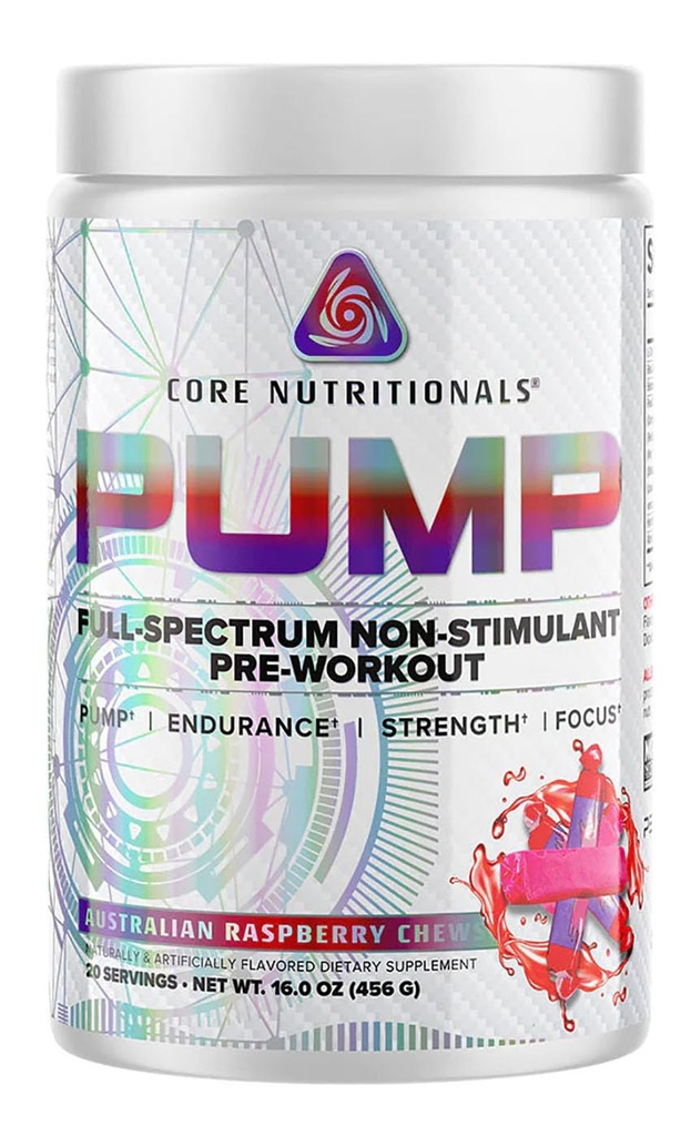 Pompa Nutrizione Nutrizione Nutrizione Nutritiva a spettro completo Pre-allenamento, con N03T Nitrato, Peak02, Alpha GPC, per Pompa Massima, Forza e Prestazioni 20 Serve (Austrailian Raspberry Chews)