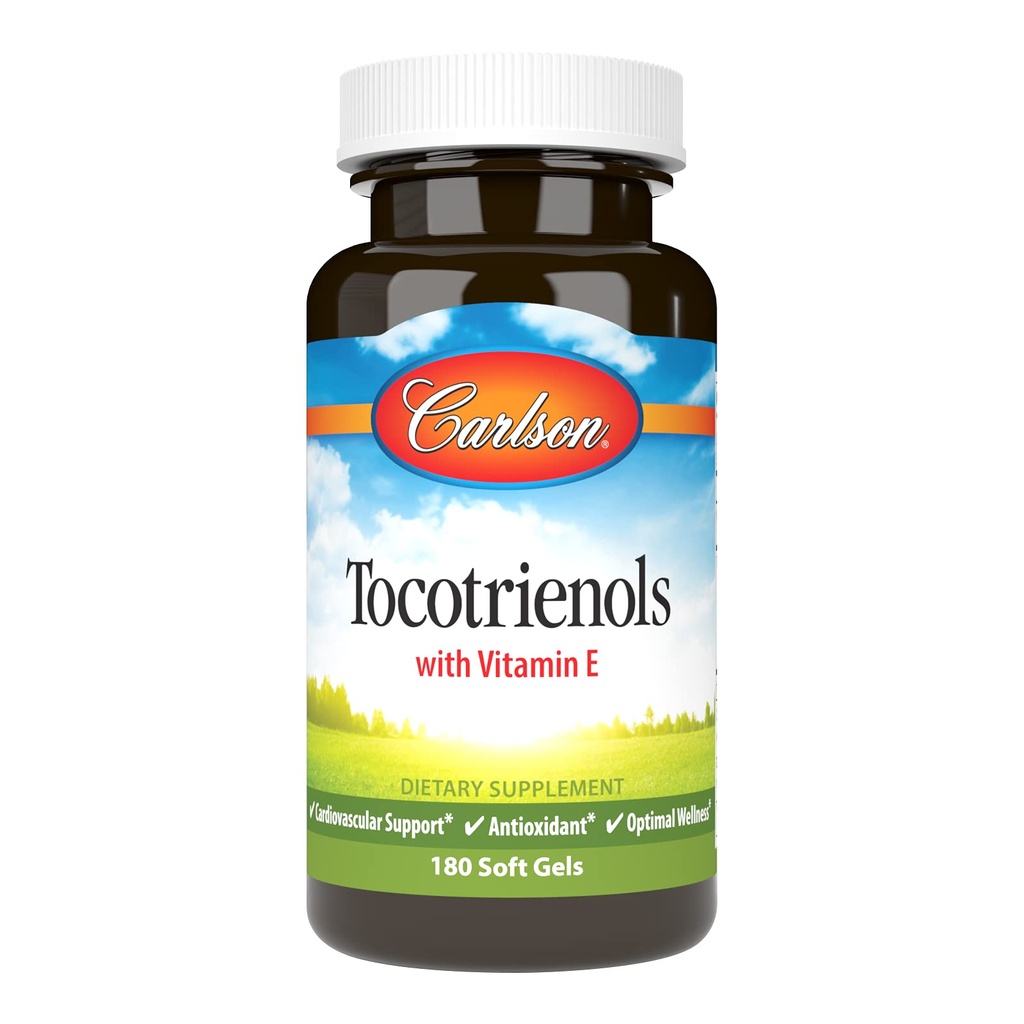 Carlson - Tocotrienols, 40 mg, con vitamina E, Gamma, Alpha, Delta, Beta, Sostenibilmente Sorgente, 180 Softgels